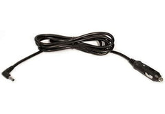 Black DC car charger cable with a coiled cord, one end for car outlet, and the other a small cylindrical plug.