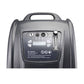 Top control panel of Aerti 5L oxygen concentrator with display, buttons, flow meter, and warning labels.