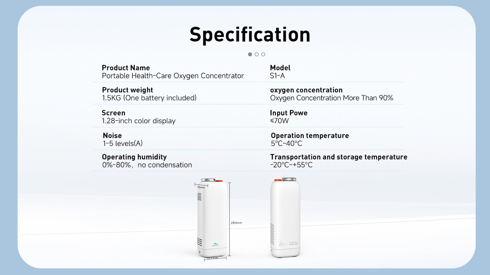 Oxygen Concentrator Specification