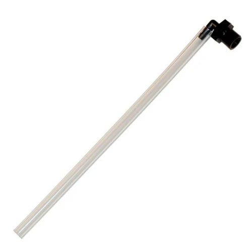 Clear plastic tube with a black angled connector at one end and open tubing at the other end.