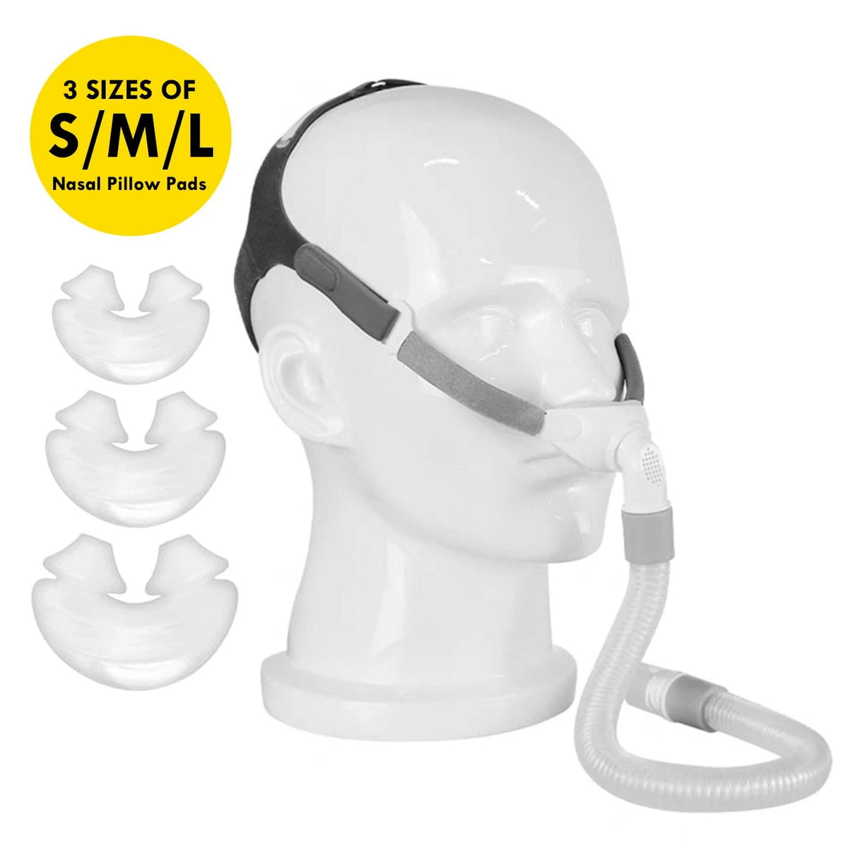 Nasal Pillow CPAP Mask - S/M/L Silicone Cushions