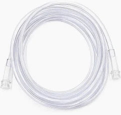 Clear coiled oxygen extension tubing with standard connectors on both ends.